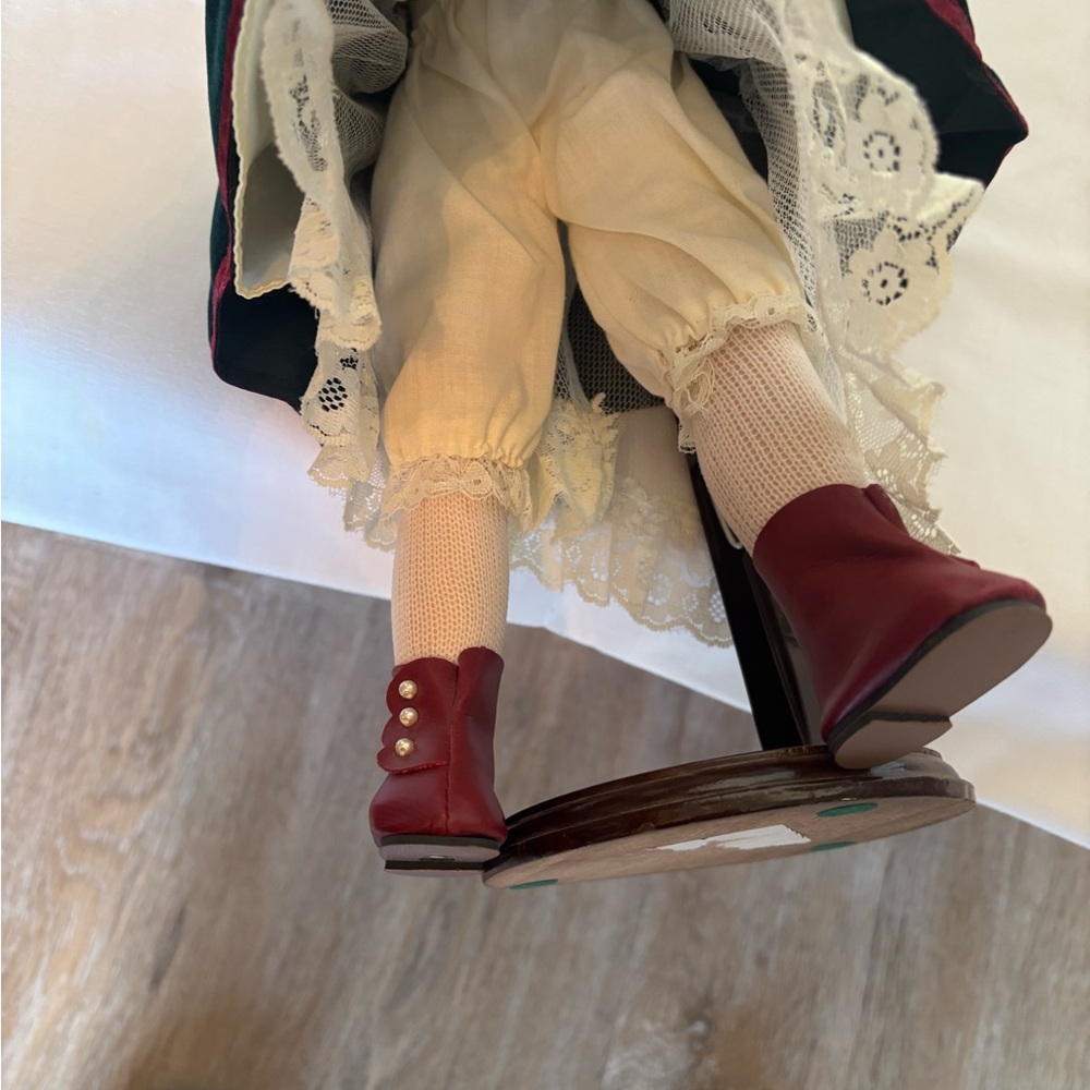 Classic Victorian Doll with Black Dress and Red Boots - Picture 3 of 10